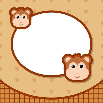 Greeting card template with Monkey