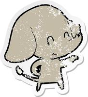 distressed sticker of a cute cartoon elephant vector