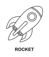 Coloring page with Rocket for kids vector