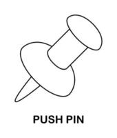 Coloring page with Push Pin for kids vector