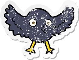 retro distressed sticker of a cartoon crow vector