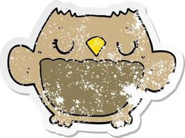 distressed sticker of a cartoon owl vector