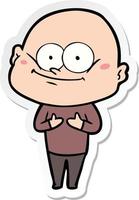 sticker of a cartoon bald man staring vector