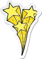 distressed sticker of a cartoon shooting stars vector