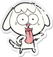 distressed sticker of a cute cartoon dog vector