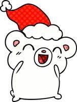 christmas cartoon of kawaii polar bear vector