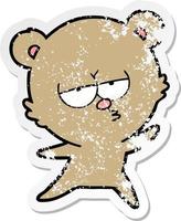 distressed sticker of a bored bear cartoon vector