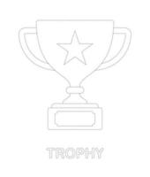 Trophy tracing worksheet for kids vector