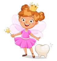 Cute little tooth fairy with crown vector
