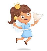 Cute little tooth fairy with crown vector