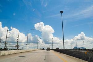 View of Road No. 4 in the south of Thailand in view of a speeding car. travel concept photo