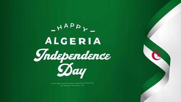 glad Algeriets självständighetsdag 5 juli firande Algeriets flagga viftar. looping video animation hög kvalitet 4k upplösning