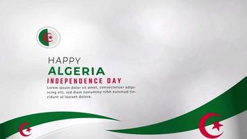 feliz dia da independência da argélia 5 de julho celebração bandeira da argélia acenando. animação de vídeo de filmagem em loop resolução 4k de alta qualidade