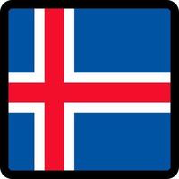 Flag of Iceland in the shape of square with contrasting contour, social media communication sign, patriotism, a button for switching the language on the site, an icon. vector