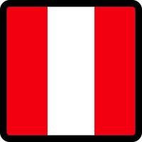 Flag of Peru in the shape of square with contrasting contour, social media communication sign, patriotism, a button for switching the language on the site, an icon. vector