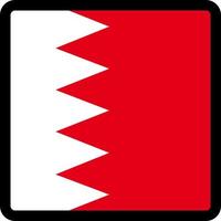 Flag of Bahrain in the shape of square with contrasting contour, social media communication sign, patriotism, a button for switching the language on the site, an icon.