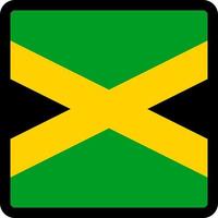 Flag of Jamaica in the shape of square with contrasting contour, social media communication sign, patriotism, a button for switching the language on the site, an icon. vector