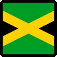 Flag of Jamaica in the shape of square with contrasting contour, social media communication sign, patriotism, a button for switching the language on the site, an icon. vector