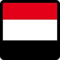 Flag of Yemen in the shape of square with contrasting contour, social media communication sign, patriotism, a button for switching the language on the site, an icon. vector