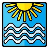 Sun, river line icon isolated on a white background. vector
