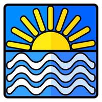 Sunrise, sea line icon isolated on a white background. vector