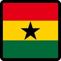 Flag of Ghana in the shape of square with contrasting contour, social media communication sign, patriotism, a button for switching the language on the site, an icon. vector