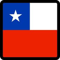 Flag of Chile in the shape of square with contrasting contour, social media communication sign, patriotism, a button for switching the language on the site, an icon. vector