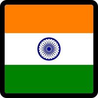 Flag of India in the shape of square with contrasting contour, social media communication sign, patriotism, a button for switching the language on the site, an icon. vector