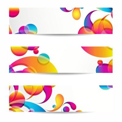 Abstract web banners with colorful arc-drop for your www design