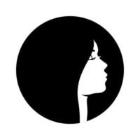 Beautiful woman profile silhouettes with elegant hairstyle, vector young female face design, beauty girl head with styled hair, fashion lady graphic portrait.