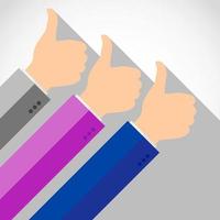 Hands with thumb up, like social media background, web network symbol, vector finger sign, flat icon design illustration.