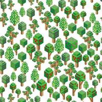 Isometric vector flowering trees pattern for forest, park, city. Seamless background. Landscape constructor kit icons for game, map, prints, ets.