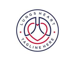 abstract lungs heart emblem badge logo design vector template