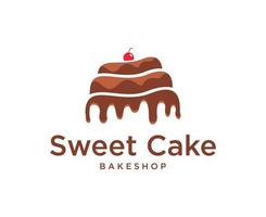 plantilla de diseño de logotipo de tienda de dulces. vector de pastel con cerezas