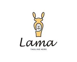 diseño de logotipo llama alpaca lama con plantilla vectorial de arte lineal vector
