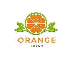 ilustración de vector de logotipo de naranja fresca, diseños de logotipo de rebanada de naranja fresca