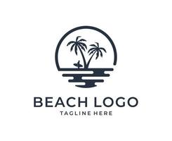 plantilla de vector de diseño de logotipo de playa de verano de palmera