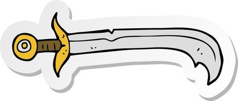 sticker of a cartoon sword vector