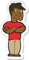 sticker of a cartoon muscular man vector