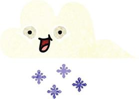 retro illustration style cartoon snow cloud vector