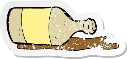 retro distressed sticker of a cartoon spilled beer vector