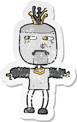retro distressed sticker of a cartoon robot