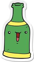 sticker of a cartoon beer bottle vector