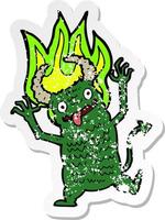 retro distressed sticker of a cartoon demon vector