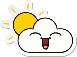 sticker of a cute cartoon sunshine and cloud vector