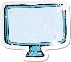 retro distressed sticker of a cartoon computer screen vector