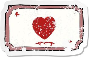 retro distressed sticker of a cartoon love heart frame vector