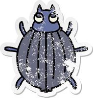 distressed sticker of a quirky hand drawn cartoon beetle vector