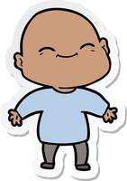 sticker of a happy cartoon bald man vector