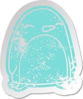 distressed old sticker of a cute penguin vector